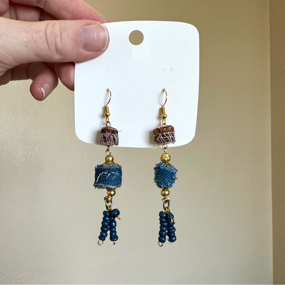 COPY - Fabric bead textile boho earrings